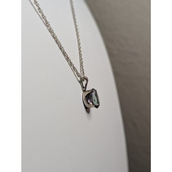 925 Sterling Silver Tested Mystic Topaz Solitaire Pendant 18" Necklace - Picture 3 of 8